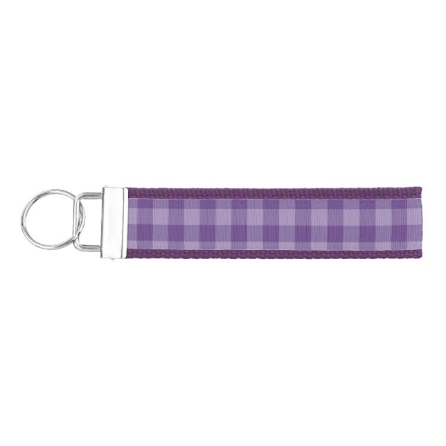 Violet checkered background wrist keychain (Keys on Left)