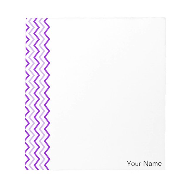Violet Chevron Vertical Zigzag Personalized Notepad (Front)