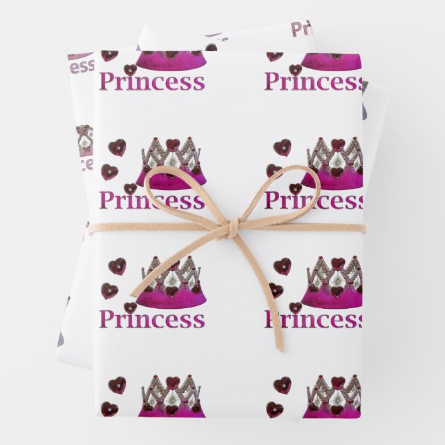 Violet Cold Illusion Princess Crown Wrapping Paper Sheets (In situ)