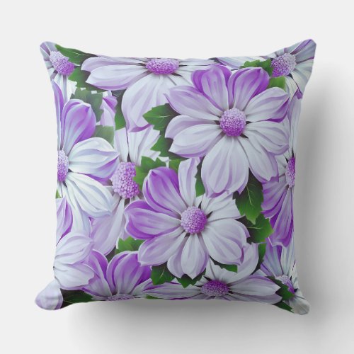 Violet Color Cutter Flowers Blooming Throw Pillow
