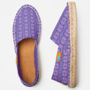 Violet Color Pattern Of Triangles And Squares Espadrilles