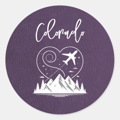 Violet Colorado Passport  Classic Round Sticker