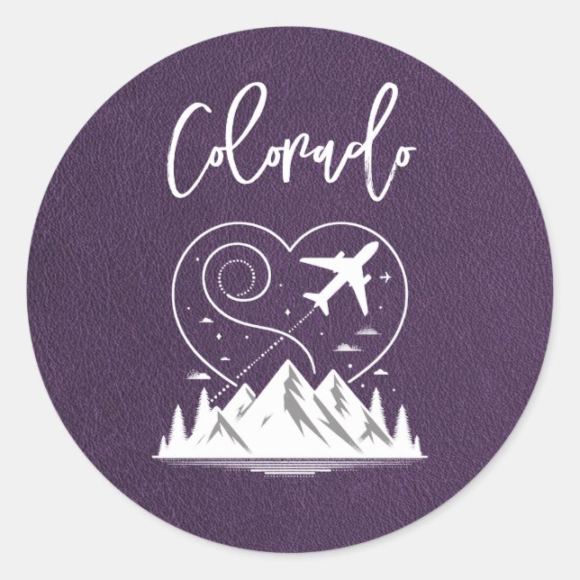 Violet Colorado Passport  Classic Round Sticker (Front)