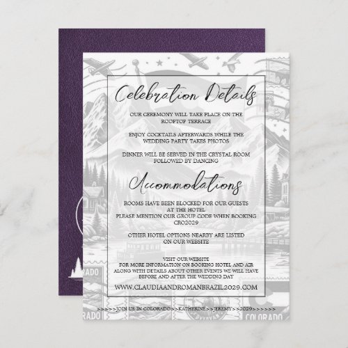 Violet Colorado Passport Wedding Enclosure Card