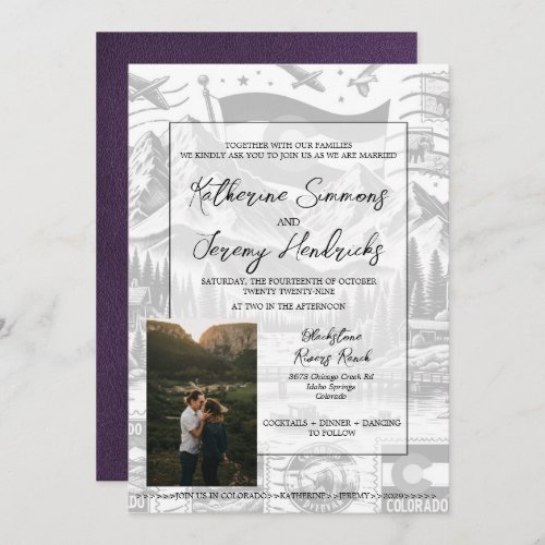 Violet Colorado Passport Wedding Invitation