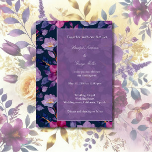 violet colorful wildflower greenery wedding invitation
