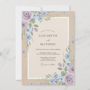 Violet Cornflower Watercolor Wedding Invitation