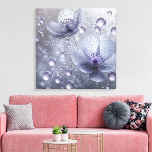 Violet Cosmos and Dew Drops Canvas Print