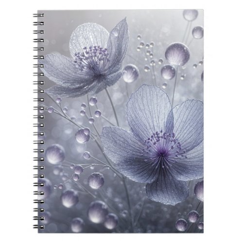 Violet Cosmos and Dew Drops Notebook