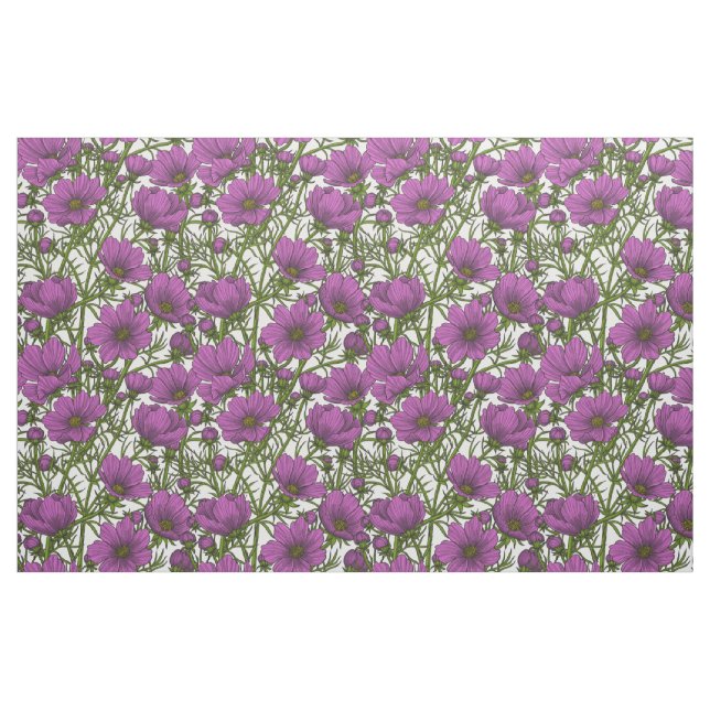 Violet cosmos flowers fabric (Fat Quarter)