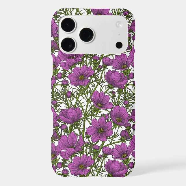 Violet cosmos flowers iPhone case (Back)