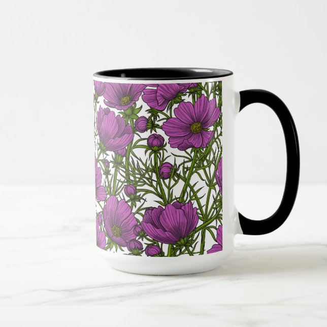 Violet cosmos flowers mug (Right)