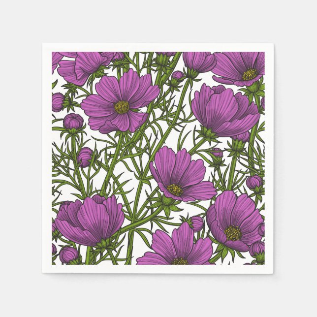 Violet cosmos flowers napkins (Front)