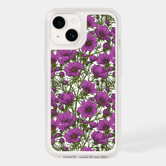 Violet cosmos flowers otterbox iPhone case (Back)