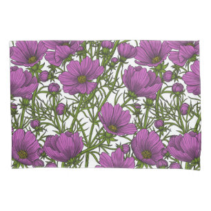 Violet cosmos flowers pillow case