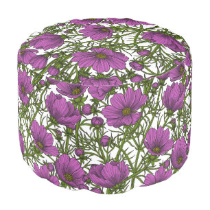 Violet cosmos flowers pouf