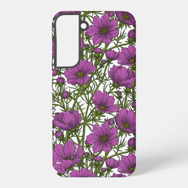 Violet cosmos flowers samsung galaxy case (Back)