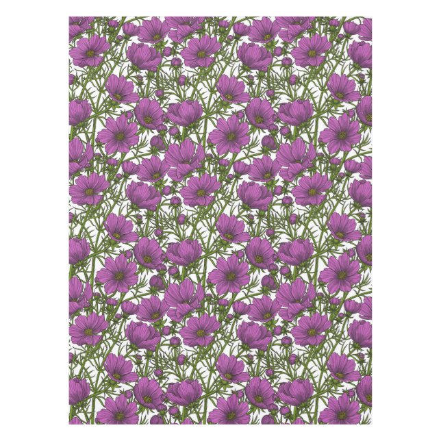 Violet cosmos flowers tablecloth (Front)