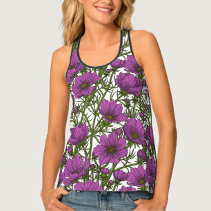 Violet cosmos flowers tank top