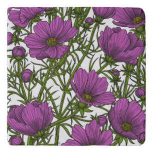Violet cosmos flowers trivet