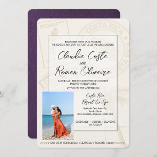 Violet Costa Rica Passport Wedding Invitation