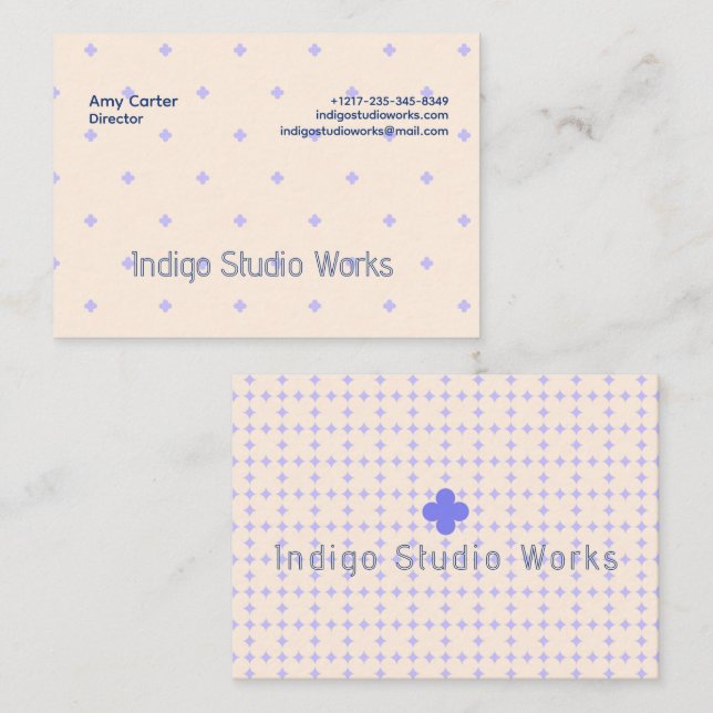 Violet Cream Yellow Flower Modern Business Card (Front/Back)