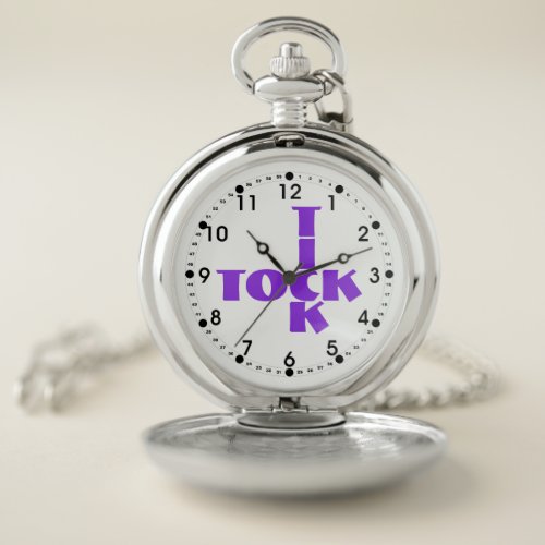 Violet Crossword Tick Tock Text Pocket Watch