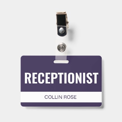 Violet Custom Hotel Receptionist Employee ID Badge