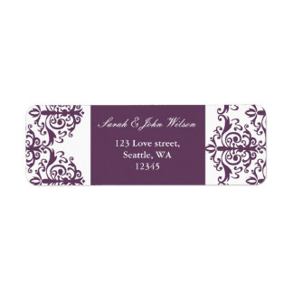 violet damask address lable label