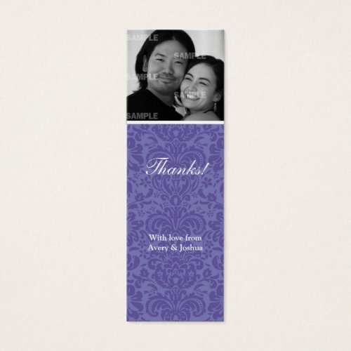 Violet Damask Skinny Favor Tag Business Card Template