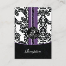 violet damask wedding Reception Cards
