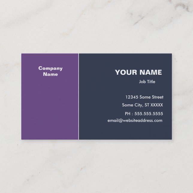 Violet Dark Blue Elegant Business Card (Front)