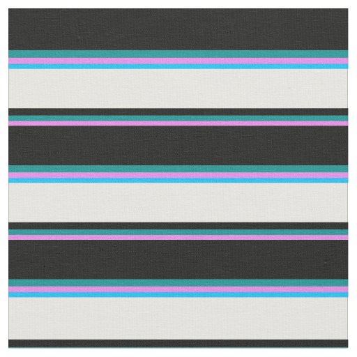 Violet, Dark Cyan, Black, White & Deep Sky Blue Fabric