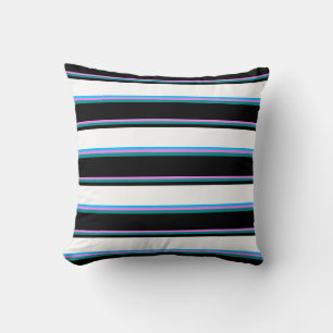 Violet, Dark Cyan, Black, White & Deep Sky Blue Throw Pillow