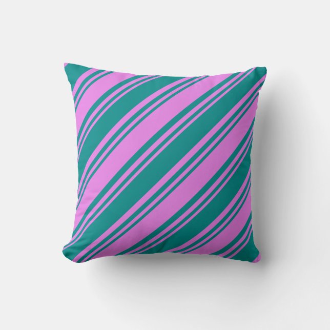 Violet & Dark Cyan Stripes/Lines Pattern Pillow (Front)