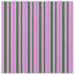 [ Thumbnail: Violet & Dark Green Stripes Pattern Fabric ]