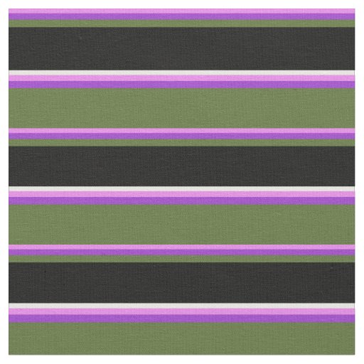 Violet, Dark Orchid, Olive Green, Black & White Fabric