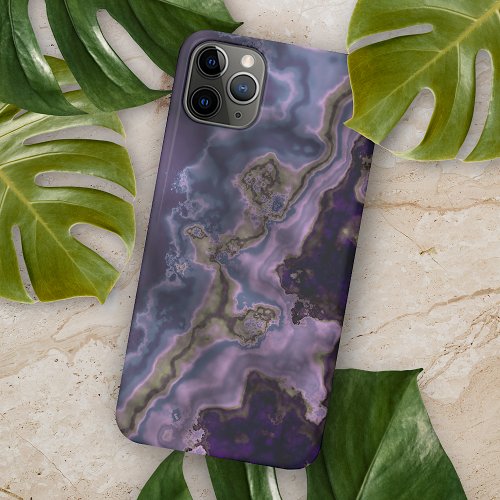 Violet Dark Purple Gray Brown Geode Marble Art iPhone 11 Pro Max Case