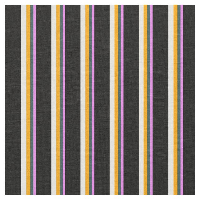 Violet, Dark Slate Gray, Orange, White & Black Fabric (Close Up)