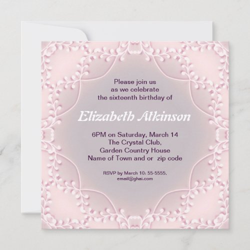 violet design elegant simple 16 birthday invite