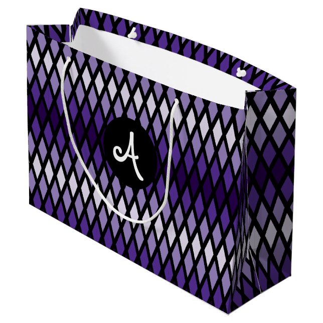 Violet Diamond Ombre Monogram Large Gift Bag (Back Angled)