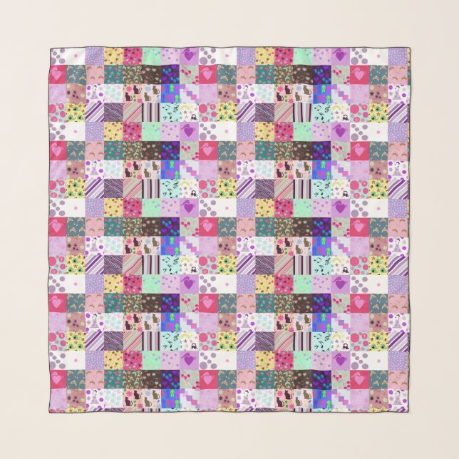 violet dots-tile scarf (Front)