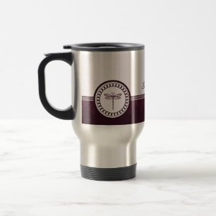 Violet Dragonfly Emblem Travel Mug