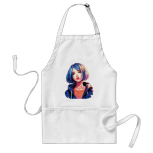 Violet Dream: Anime Girl in Stylish Attire Adult Apron