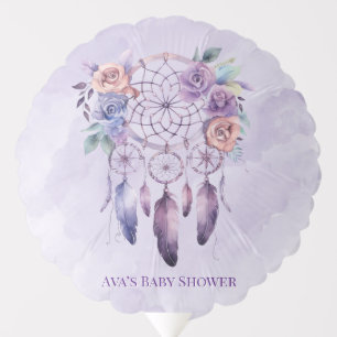 Violet Dreamcatcher and Flowers Girl Baby Shower Balloon