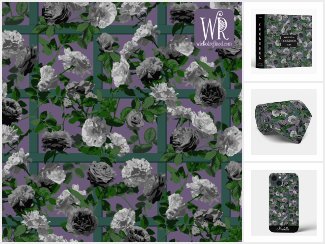 Violet Elegant Floral Roses  