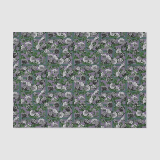 Violet Elegant Floral Roses Tissue Paper (Front)