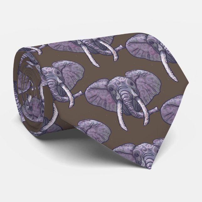 Violet Elephant Tie (Rolled)