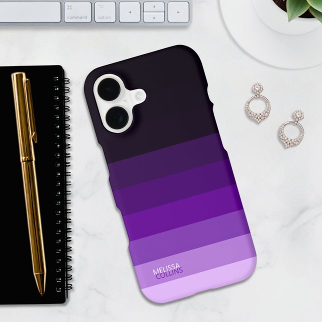 Violet Fade Gradient Color Stripes  iPhone Case (Creator Uploaded)