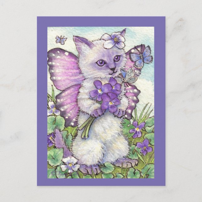 Violet Fairy Cute Siamese Kitten Postcard (Front)